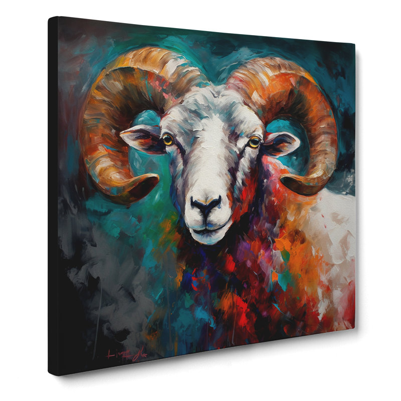 Ram Sheep Palette Knife - Wrapped Canvas, 50cm H x 50cm W x 3cm D