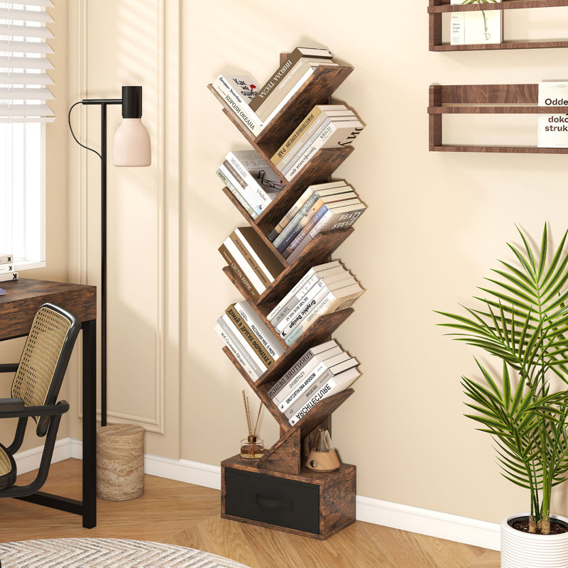Clarixa Geometric Storage Bookcase, Brown