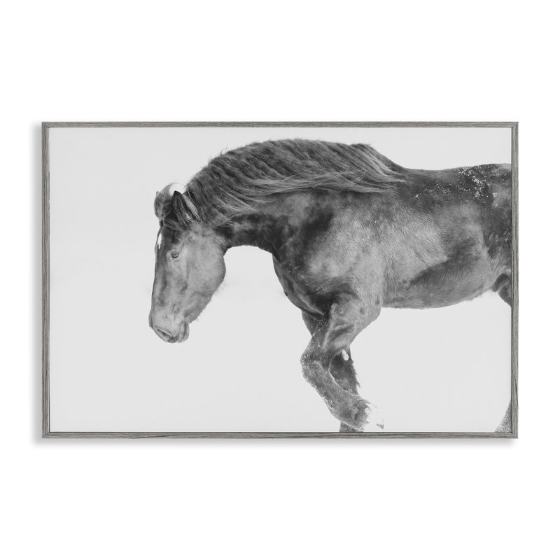 Hiver, étalon d'hiver au galop, estampe numérique, design par Amy Carroll, H 16 po x l 24 po, Estampe numérique Farmhouse