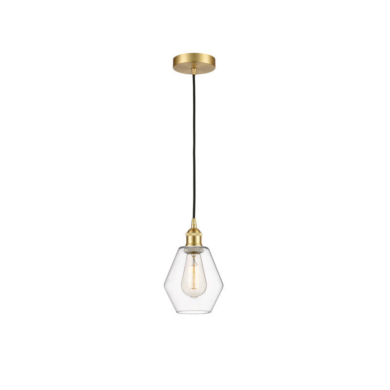 Luminaire suspendu à 1 lumière Gabbie, Transparent, Or satiné