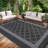 Modern Geometric Outdoor Waterproof Rug  Easy Clean, Non-Slip, Lightweight Reversible Plastic Straw Mat for Patio, Deck, Porch, RV, Balcony, Beach-1562786402-1562786390