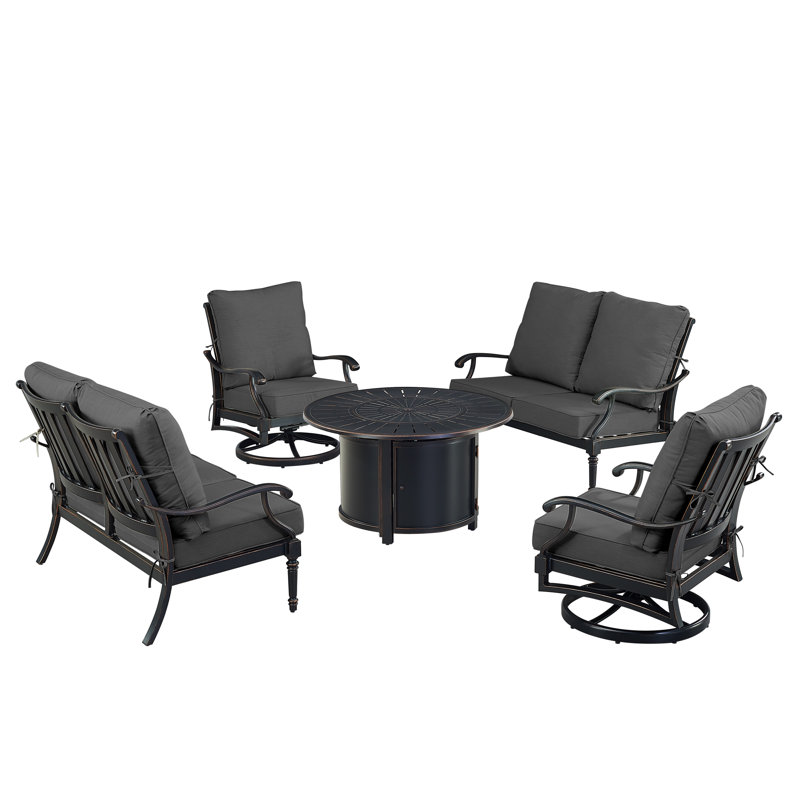 Paigan Outdoor 6 - Piece Conversation Set, Black