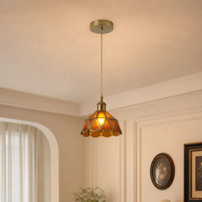 1-Dark brown glass iron dimmable pendant light