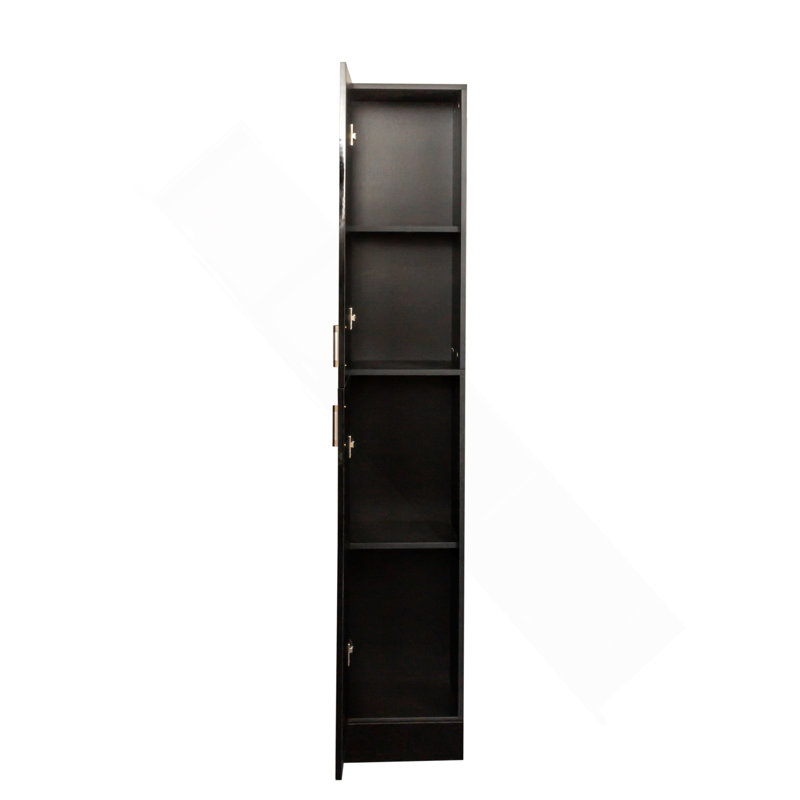 Armoire autoportante avec tablettes réglables et deux portes pour la cuisine et la salle à manger, Noir