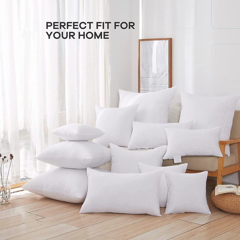 White Microfiber Lumbar Support Pillow Inserts 12x20 Set of 4