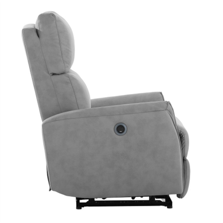 Small Home Theater Chair Lift Electric Recliner with USB Port Side Button Control Safety Cushion Latitude Run Body Fabric: Gray 100% Polyester