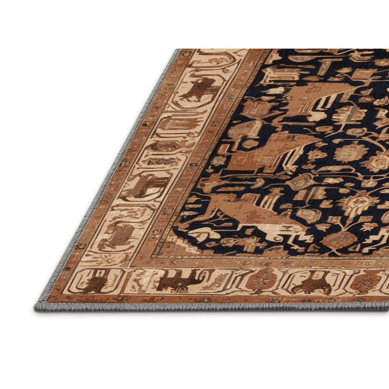 Machine Washable Persian Brown Area Rug, Runner 2' x 4'