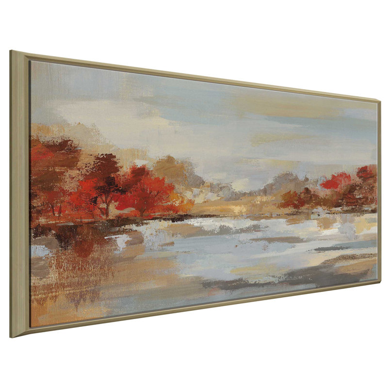 Récolte tardive d'automne - peinture, Cadre flottant champagne, H 31,5 po x l 51,5 po x P 2 po