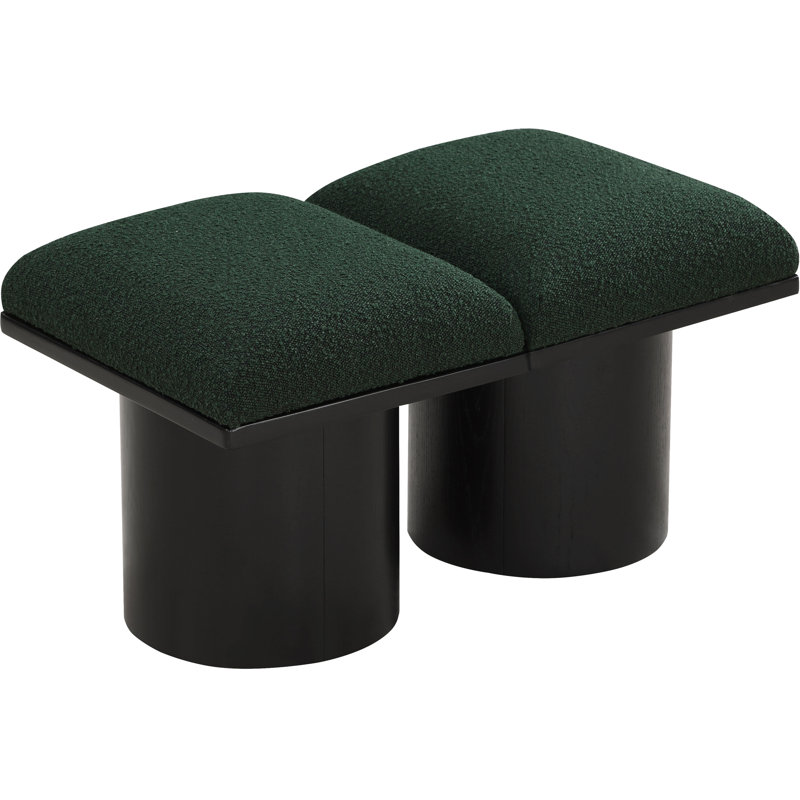 Banc rembourré Husnan, H 17,5 po x l 36 po x P 15,5 po, Noir, Tissu bouclé vert