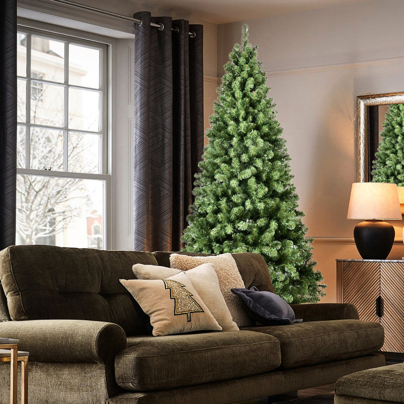 Arbre artificiel 9 pi pour la période de Noël, 650 lumières ultralumineuses, pointes épaisses de 1930, conception à dépliage automatique, arbre de support stable, support complet