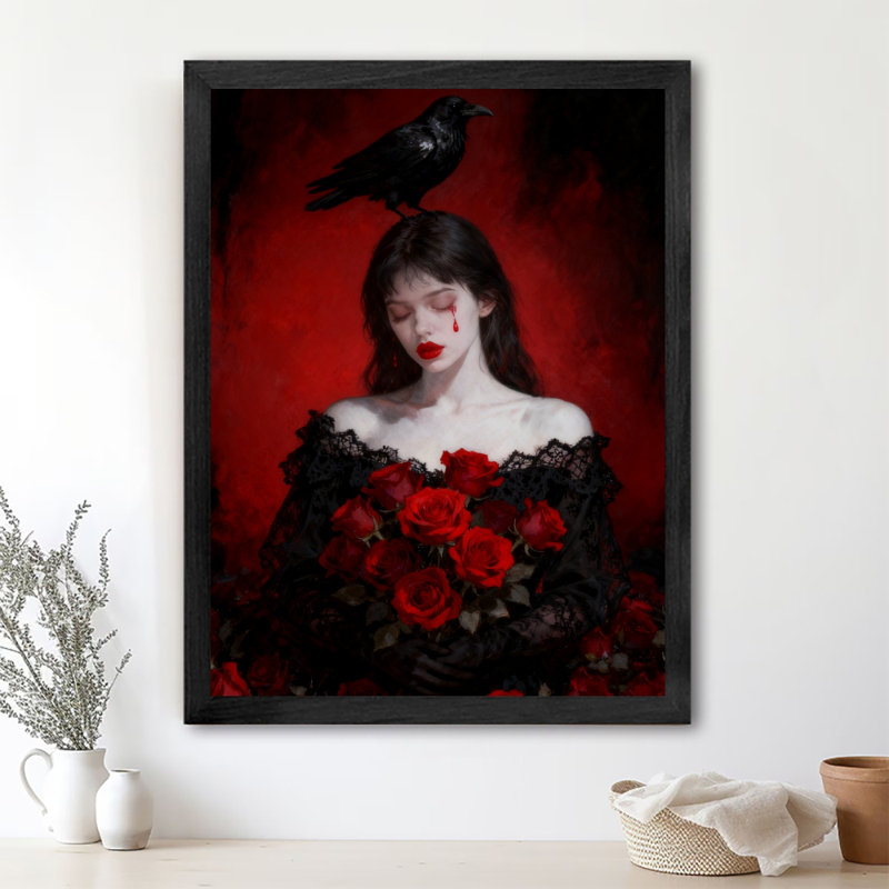 Reproduction d'art encadré noir, "Dark sang and Tears", art mural gothique foncé, H 11 po x l 9 po