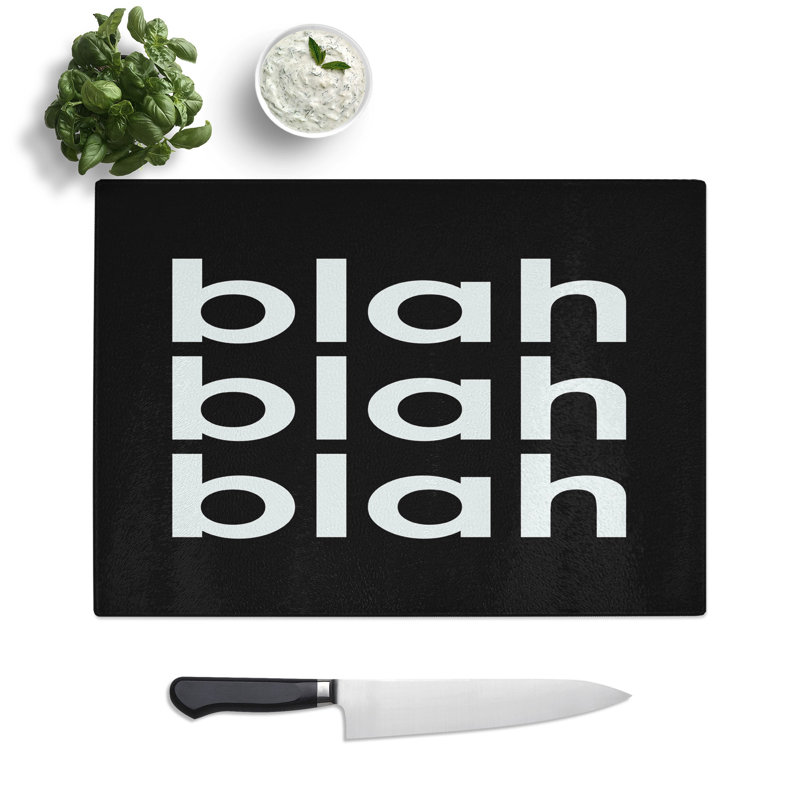 Blah Blah Blah Black Typography Chopping Board, 0.4cm H x 28.5cm W x 39cm L