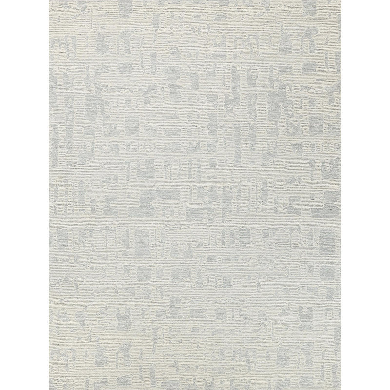 Exquisite Rugs Handmade Hand-Tufted New Zealand Wool On Canvas Blue/Ivory Area Rug, Rectangle 10' x 14', Light Blue/Ivory