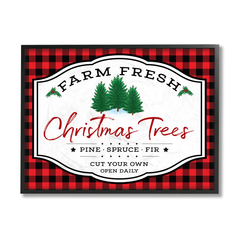 Plaque d'arbre de Noël Farm Fresh, Giclée encadrée noir minuit, H 24 po x l 30 po