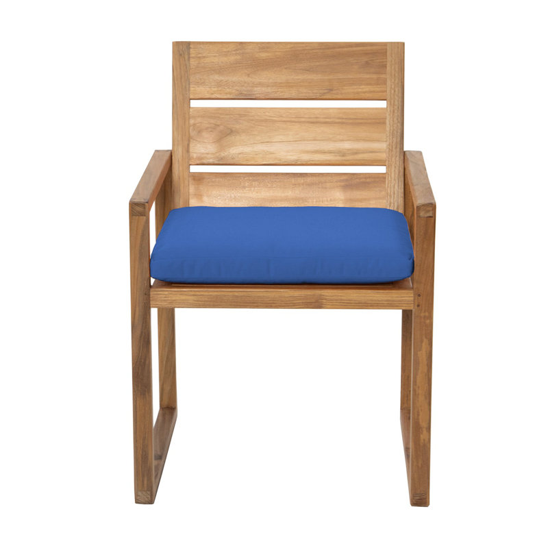 Chaise de patio avec coussin en teck Uvita, Saphir