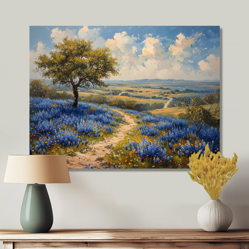 Chasteen - Blue Bonnets, art mural, H 12 po x l 20 po x P 1 po, Toile tendue