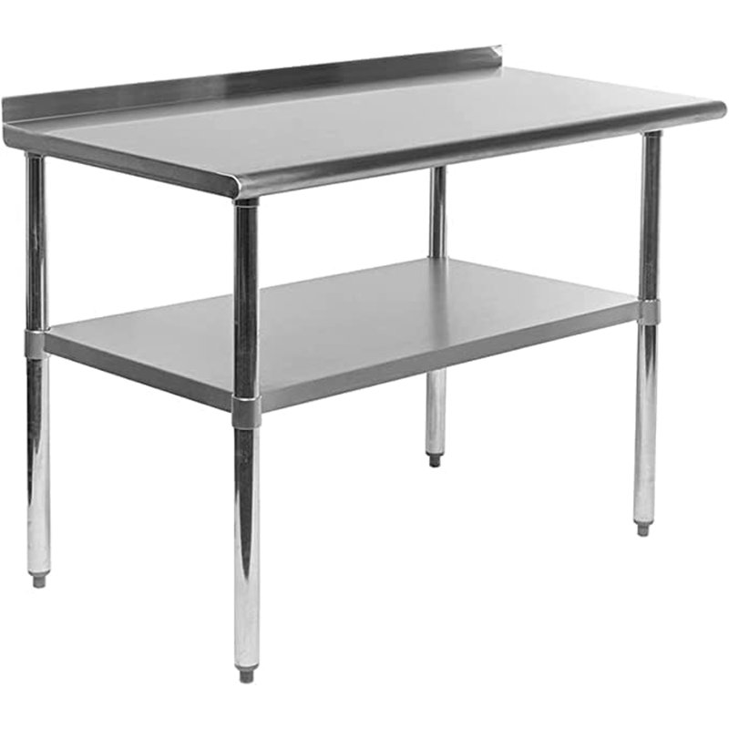 Table de travail à base ouverte en acier inoxydable avec tablette inférieure et pieds réglables H 35 po x L 36 po x l 24 po Express KitchQuip, certifiée NSF