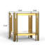 Table de bout de luxe avec verre trempé double couche, structure en acier inoxydable à finition miroir dorée et verre propre facile à assembler, plus d'espace de rangement, durable