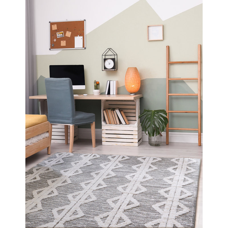 Tapis gris en coton Casa, Rectangle 5 pi 3 po x 8 pi