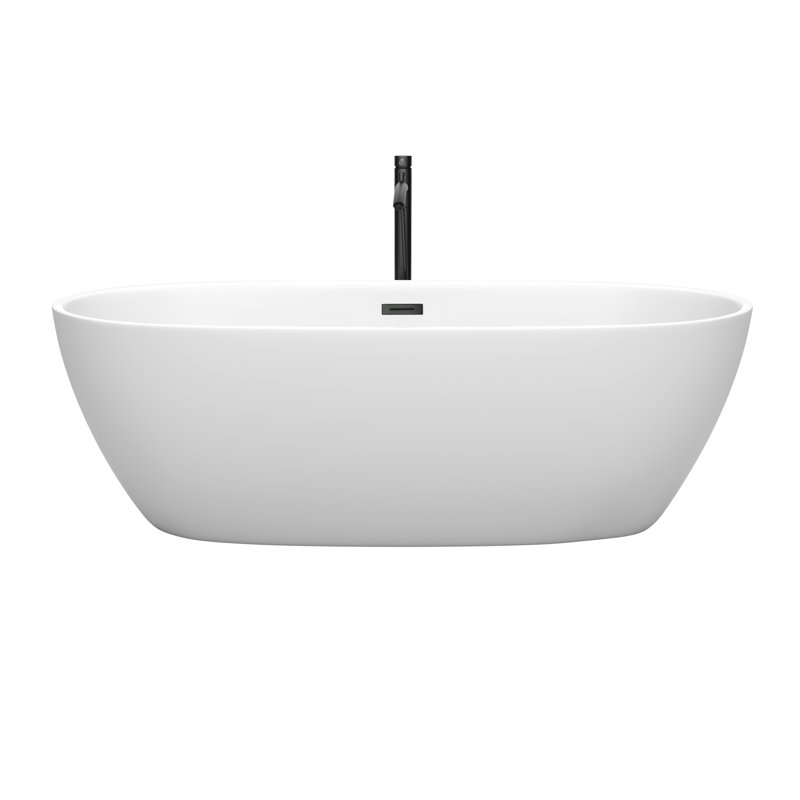 Juno 71'' x 32'' Soaking Acrylic Bathtub with Faucet, Matte White/Matte Black