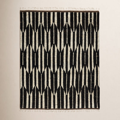 Tapis brun foncé / ivoire en laine noué à la main Wesler