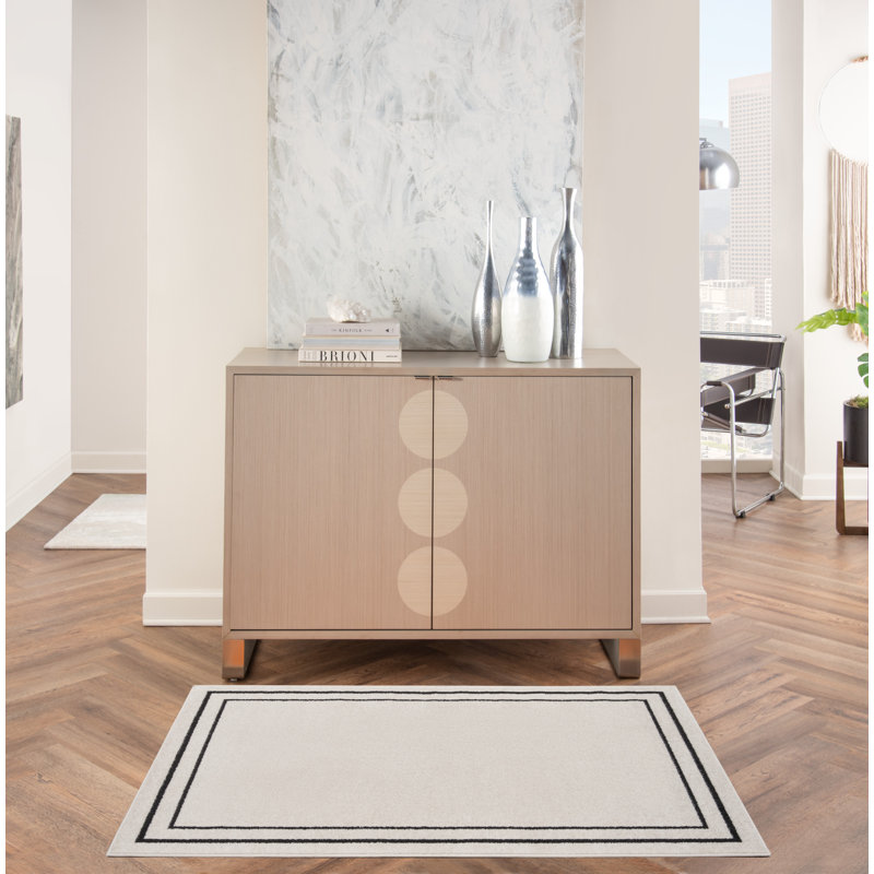 Tapis intérieur / extérieur noir Nourison Essentials Ivory, Rectangulaire 2 pi x 4 pi