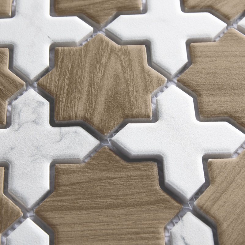 Carreau de mosaïque en porcelaine 11 "7/8 po x 11-7 / 8 po Llama Star