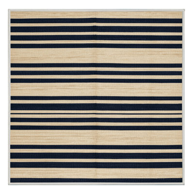 Washable Cream Navy Striped Area Rug