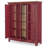 Pie Safe (3 Doors, 4 ADJ/REV/REM Wine Shelves, 2 Fixed Shelves, Hanging Wine Glass Storage, 3 ADJ Wood Framed Glass Shelves, LED Light)