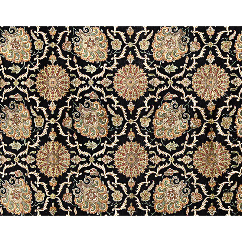 Hand Knotted Area Rug, Black And Red, Rectangle 9'10" x 8'1"