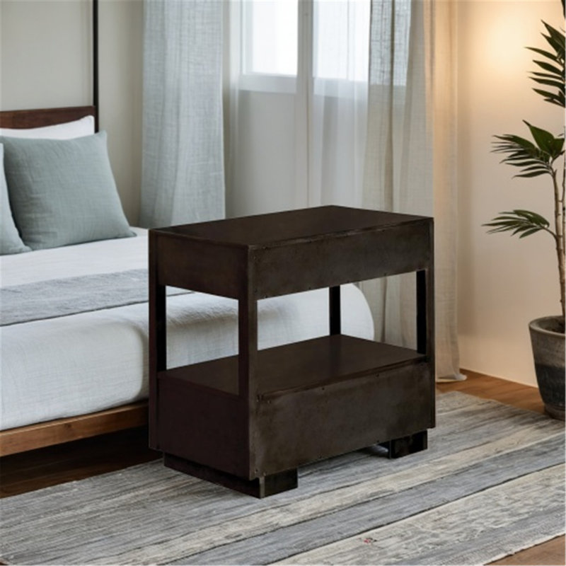 Charmante table de chevet à deux tiroirs avec un design élégant et un rangement pratique
