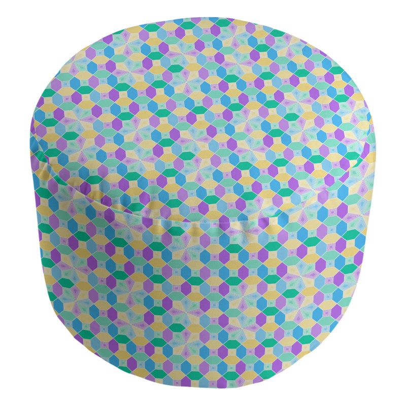Repose-pieds cubique teint Leffel, Bleu sarcelle / violet