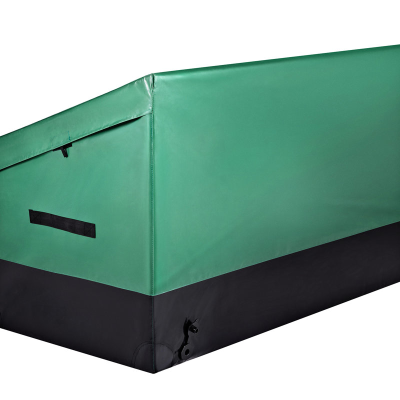 Boîte de rangement extérieure pour terrasse de 230 gallons, bâche en PE, structure galvanisée, poignées portatives, ventilation en filet, installation simple, boîte noire et imperméable, conception étanche à l'air, ventilation sans outil, installation sans outil,
