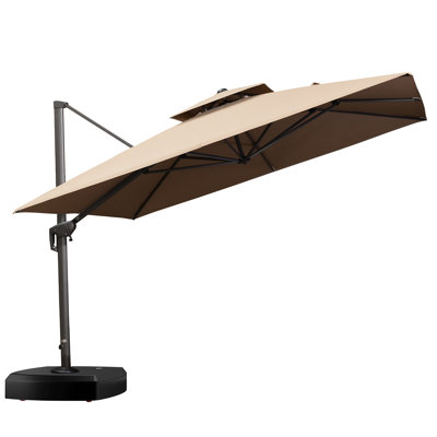 Parasol de patio extérieur carré avec roulettes 132 po Skaiste, taupe