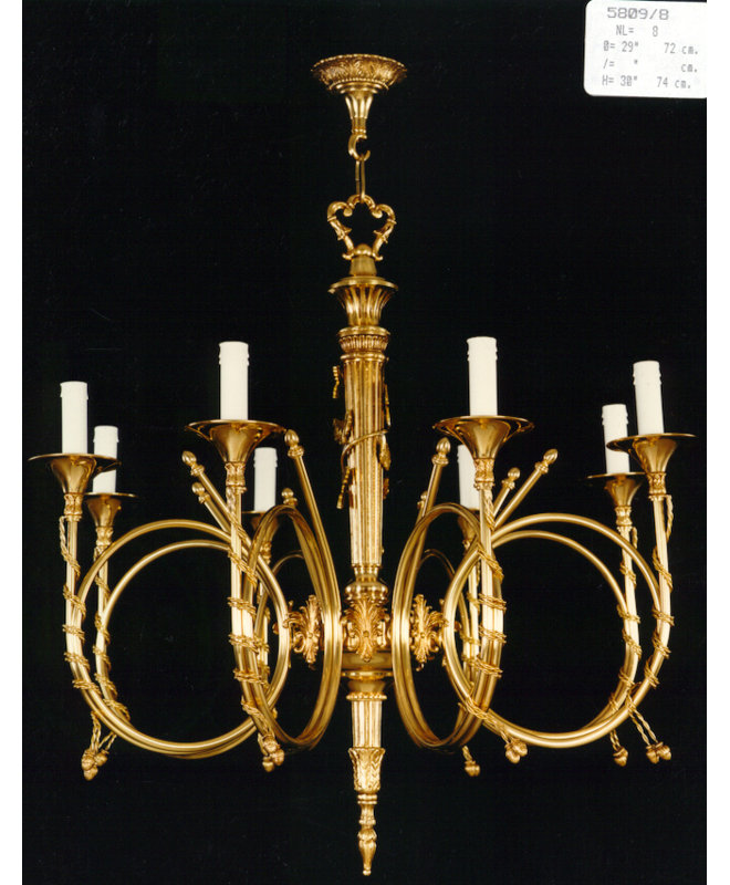 Deans 8 - Light Candle Style Chandelier, French Gold