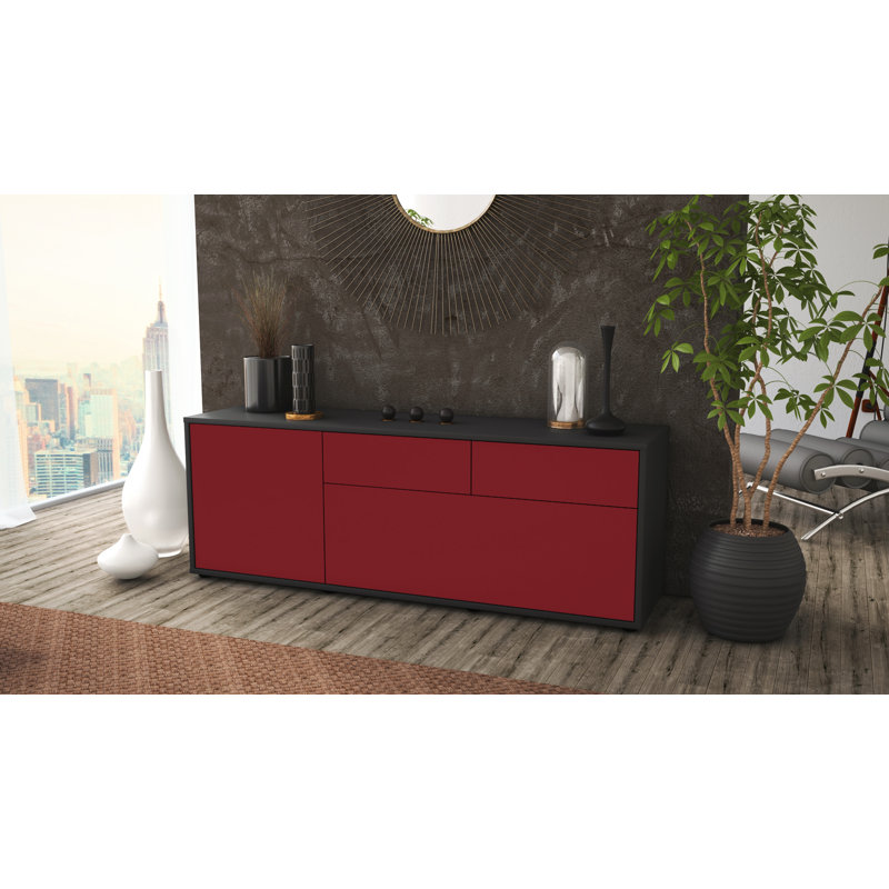 Yamaguchi TV Stand for TVs up to 60", Red / Matte Anthracite