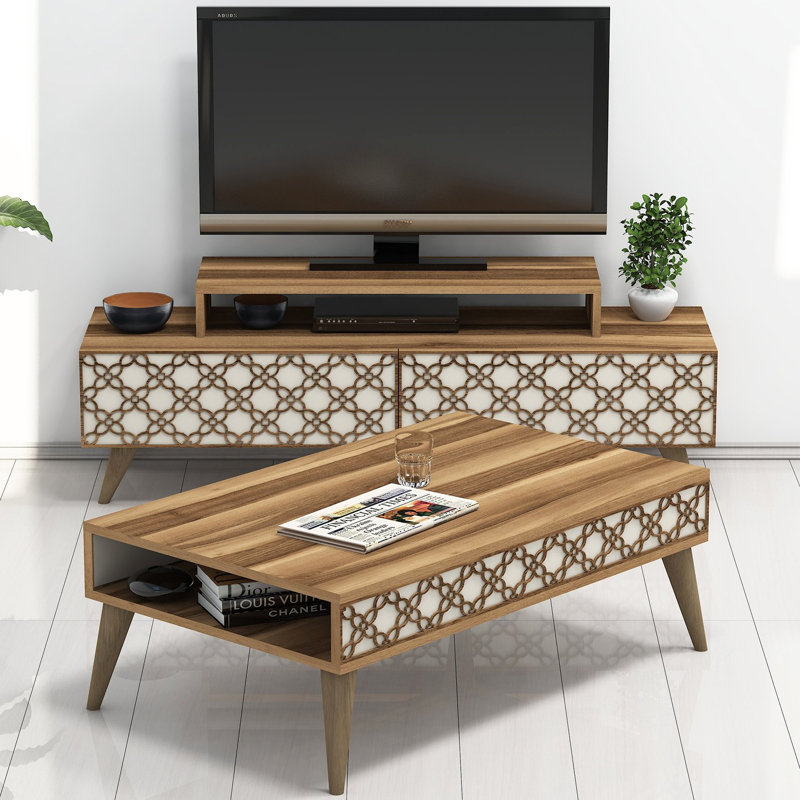 Elida Unfinished Entertainment Centre for TVs up to 60", Cream/Walnut