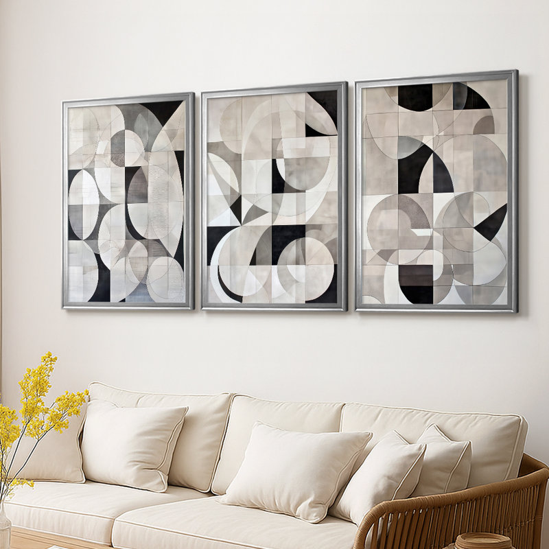 ABSTRACT Series XL III - Toile tendue avec châssis sur mesure - 3 pièces, H 21 po x l 30 po