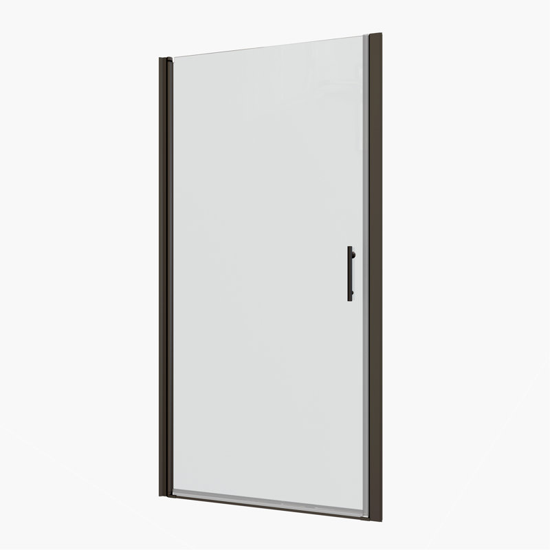 Stylish 1 3/8" Adjustment,Universal Pivot Shower Door, Open Outside, With 1/4" Tempered Glass, Matte Black