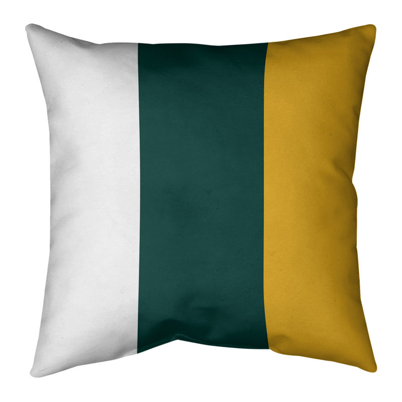 Striped Reversible Throw Pillow, 14" x 36", White/Green/Gold