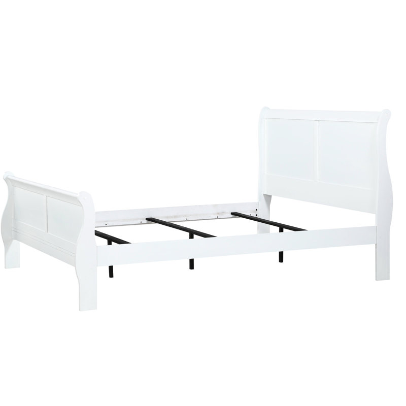Solid Wood Twin Size White Bed For Bedroom, Design, Bracket Feet, English , Foundation Required Adaptability Bedroom Bed, Wood, Transitional Specification