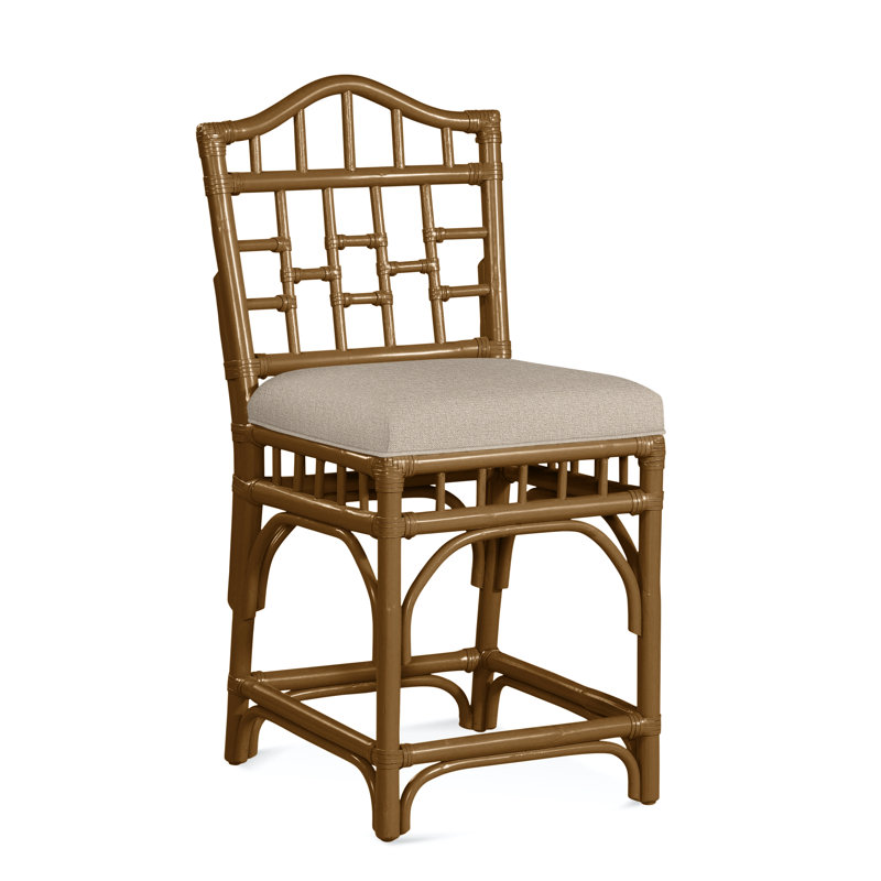 Chippendale Upholstered Stool, Eggshell Crypton Performance; 0884-93, Havana