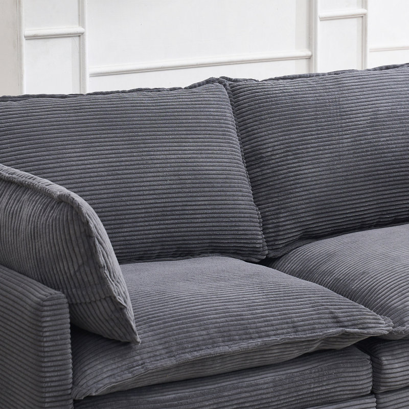 Labannah 2-Seater Sectional Sofa with Lumbar Pillows, Dark Gray Velvet