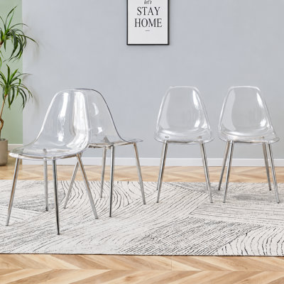 Modern Transparent Acrylic Dining Chairs with Sleek Metal Legs (Set of 4)