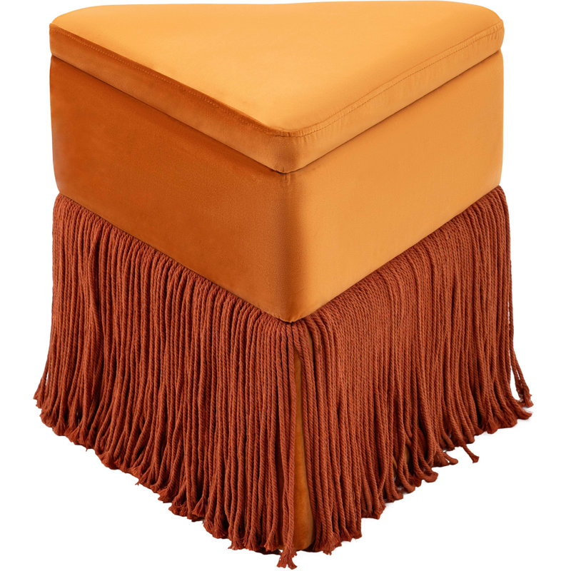 Keyia Velvet Ottoman / Stool, Cognac Velvet