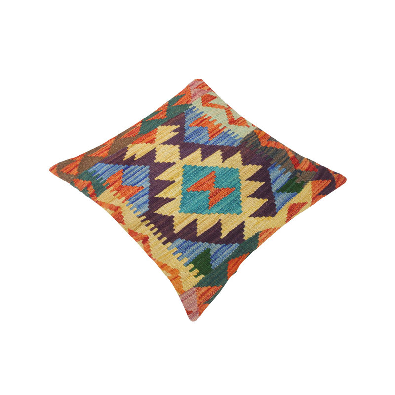 Housse et insert de coussin carré en laine tissé à la main