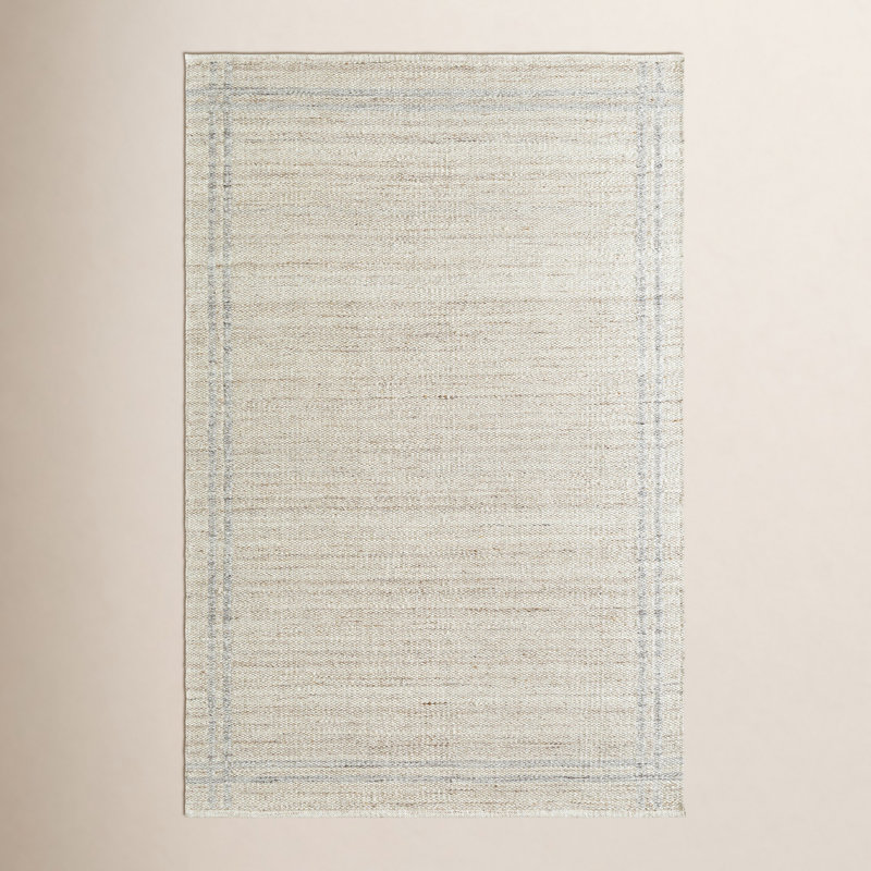 Lavande Wool Area Rug in Ivory, Rectangle 6' x 9'