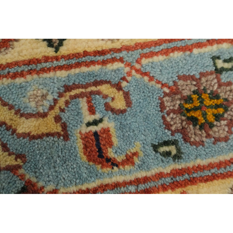 Tapis orange en laine orange transitionnel Oushak 6 x 9