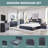 Maud Modern LED Light Bed Frame with 50" Tall Storage Headboard, Platform Bed Frame w/4 Drawers, w/Charging Station-21742137-21742135