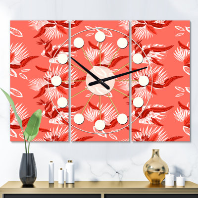 Horloge murale surdimensionnée oiseau paradise Mid-Century